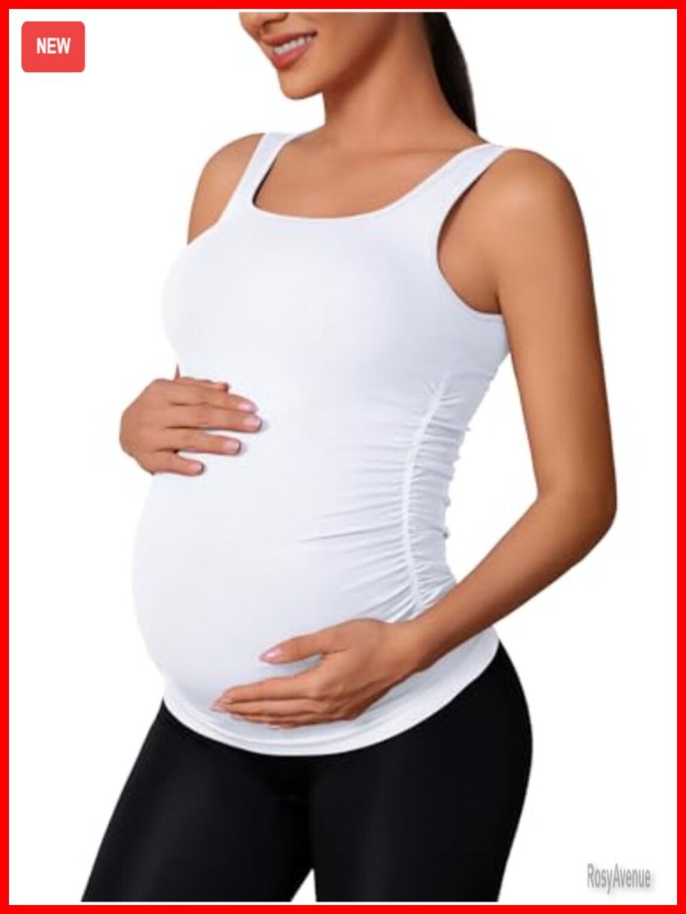 Maternity Tank Top Seamless Side Ruche Sleeveless Built in Bra